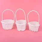 1Pcs Hand-woven Mini Plastic Weaving Storage Fabric Basket Rattan Tea Picnic SPI