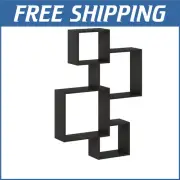 Durable Espresso Wall Mount Floating Cube Shelf Set - Versatile Display Solution