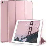 [DTTO] for iPad Air 2 Case (2014 Released), Ultra Slim Lightweight Smart Case Trifold Stand with Flexible Soft TPU Back Cover for Apple iPad Air 2 (Model A1566/A1567), Rose Gold