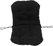 Tufted Rocking Chair Cushion, Sun Proof Rocking Chair Cushion Ties Polyester PP Cotton for Outdoor (Black)