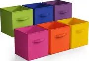 Sorbus Fabric Storage Bins 11" Foldable Cubes Multicolored With Handles -6Pk