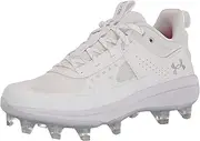 [Under Armour] Women's Glyde MT TPU Softball Shoe, White (101)/White, 12