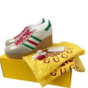 Adidas x Gucci Wedge Gazelle Platform Sneakers in White Leather IT 41| US 11 NEW