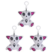 3PK Gus Fink Studio Plush Keychain Skull Hypnocat Hanging Bag Accessory WHT 12cm