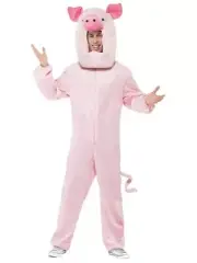 Adult Pink Pig One Piece Suit Costume (One Size)