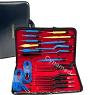 Set of 20 Pieces Bipolar Bayonet Forceps with Cables - Reusable Kit - with Case