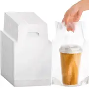 500 PCS Plastic Drinking Bag for Delivery 7.8" L x 11" H Cup Holder Container...