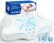 Cervical Pillow, King Size Cooling Pillowcase with Ear Hole Memory Foam Pillo...