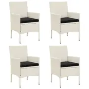 vidaXL Garden Chairs with Cushions 4 pcs Poly Rattan White