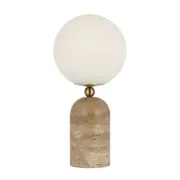 Gina Opal Glass Beige Travertine Table Lamp