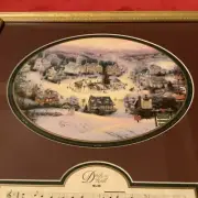 1997 THOMAS KINKADE Framed ST NICHOLAS CIRCLE DECK THE HALLS Accent Print W/COA