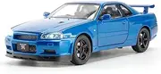 Die-cast Alloy Diecast 1:24 for Nissan GTR-R34 Miniature Car Models with Pull Back Sound and Light Simulation Vehicles Miniature Vehicle(Blue)