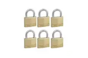 Master Lock Solid Brass Padlocks Double Lever (Multi Colour) (40mm 4-Pin - Keyed Alike x 6)
