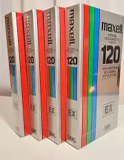 4 New Maxell Epitaxial Videocassette T-120 EX Sealed VHS Recording Tape Vcr