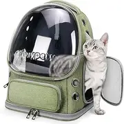 Cat Backpack Carrier, Breathable Cat Carrier Foldable Bubble Backpack for Kitty to Medium Cat Small Dog up to 15lbs Travel Hiking Transparent Pet Carrier