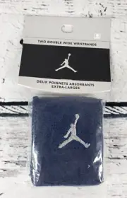 Vintage Nike Michael Jordan Jumpman Wristbands Navy Blue & Silver - NEW