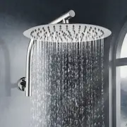 ACA WELS Round 12'' Ultrathin Stainless Steel Rainfall Shower Head Gooseneck Wall Arm Chrome