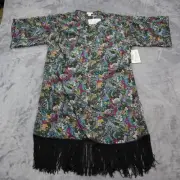 Lula Roe Sweater Womens S Multicolor Monroe Sheer Fringe Trimmed Cardigan