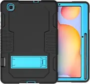 [Cavor] for Samsung Galaxy Tab S6 Lite 10.4 Case 2020 Tablet P610/P615 3 in 1 Heavy Duty Rugged Shockproof Drop Protective Cover with Built-in Kickstand Pencil Holder Anti-Slip Back Cover(Black+Blue)
