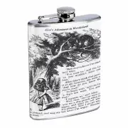 Alice Tenniel Cat Flask D131 8oz Stainless Black and White