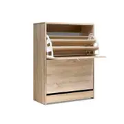 Artiss Storage Shoe Rack Organiser 2 Drawers Oak