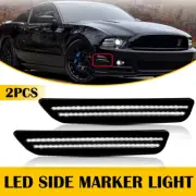2x Smoked LED White Front Side Marker Light Corner Lamp For Ford Mustang 10-14