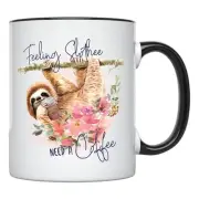 Feelin' Slothee Need a Coffee Mug, 11 Ounces, Sloth Mug, Sloth Cup for Women,...