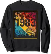 [X.Style] Retro Men 40th Bday Vintage 1983 40 Years Old Birthday Sweatshirt ds1582 Sweater (XL) Black