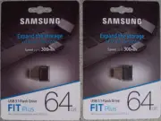 2 Samsung Fit Plus 64GB USB 3.1 Flash Drives - MUF-64AB