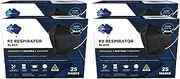 Australian Made Black P2 4-Layer Face Mask with Earloops - 100 Pack
