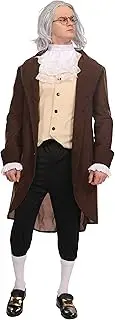 [Maxim Party Supplies] Adult Benjamin Franklin Deluxe Costume for Men Colonial Outfit Includes Jacket, Vest, Cravat Necktie, Pants, White Socks