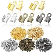 1000 Pcs Fold Over Cord Ends Clasps Tips Caps Jewelry Connector for Necklace