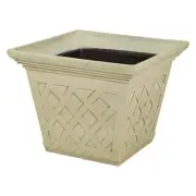 17 In. Frenchboro Antique Large Cream Resin Square Planter (17 In. L X 17 In. W