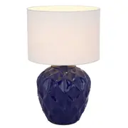 Diaz Modern Table Desk Lamp Light Fabric Ceramic Blue White Gloss