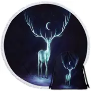 Night Bringer Magical Deer Round Beach Towel