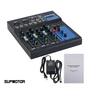 F4 4CH Audio Mixer Mixing Console w/ Bluetooth USB Recording 48V Power Monitor