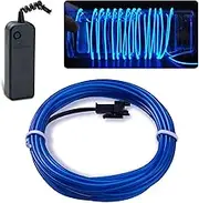 EL wire Lychee Neon Glowing Strobing Electroluminescent Light El Wire w/ Battery Pack for Parties, Halloween Decoration (Blue, 9ft)