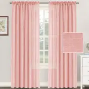 Linen Sheer Curtains Natural Linen Semi Sheer Curtains Light Filtering Curtains Rod Pocket Window Treatments - Coral Pink