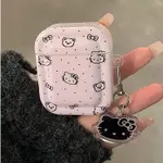 粉色波點KITTY貓 凱蒂貓+掛件 適用AIRPODS PRO2代保護套 AIRPODS保護套 蘋果無線藍芽耳機防摔殼