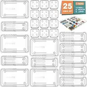 25 pcs Adjustable Clear Plastic Drawer Organiser Set, 4 Sizes Desk Drawer Divider Organizers and Storage Bins for Makeup, Jewelry, Gadgets for Kitchen, Bedroom, Bathroom, Office