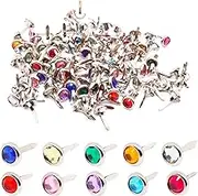 YuGtcen 120pcs Brass Fasteners, Crystal Multicolor Metal Brads Round Mini Brads Paper Fasteners for Kids Craft and Scrapbooking Brad DIY School Project Art Decorative (Multicolor, 8x15mm)