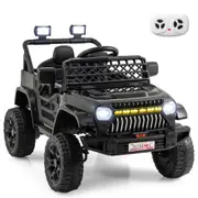 Costway Ride on Car Jeep 12V Remote Car Toy w/USB Wireless Electric Vehicle Dual Motor Black