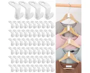 64-Pack Coat Hanger Hooks Coat Connector Hooks Coat Hanger Hook Connector Mini Stacking Coat Hangers (White)