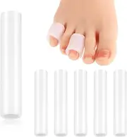 Piriuuo 6 Pcs Pinky Toe Protector, Cuttable Toe Tubes Soft Pinky Toe Cushion Elastic Silicone Toe Sleeves for Corns Blisters Hammer Toes Reusable Toe Cushions for Foot Pain Relief