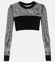 [Norma Kamali] Norma Kamali Mesh and jersey crop top AU 14 black