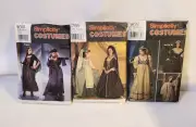 3 Simplicity Costume Patterns Lot Renaissance Goth Vampire 10-14 Halloween