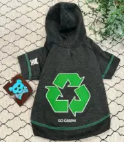 Ruffluv Dog Hoodie Gray Green Go Green Recycle Sweatshirt NWT Size M