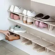 Shoe Rack for Closet Space Saver - 4Pcs Plastic Shoe Organizer for Closet Shoe Rack Floor Shoe Rack for Garage Storage Closet Shelves - White Shoe Racks for Bedroom Closet Organizer Shelves for Closet