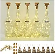 Square 8 Pack Solar Powered Wine Bottle Lights, 20 LED Waterproof Copper Cork Lights for Wedding, Christmas, Holiday, Garden, Patio, Pathway, Outdoor (Warm White)