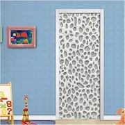 Door Stickers DIY Door Sticker 3D Nordic Modern Plaster Hollow Mural Wallpaper PVC Wall Decal Living Room Door Home Decor(95x215cm)